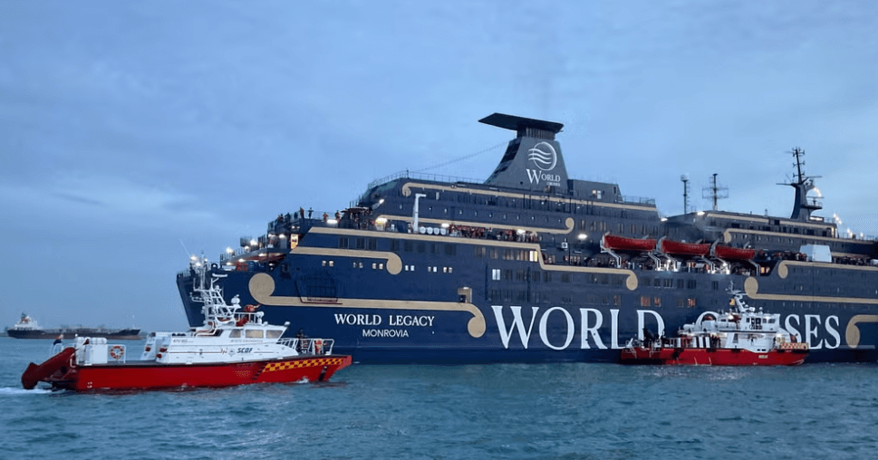 Cruise ship fire off Singapore: crew member dies on MV World Legacy