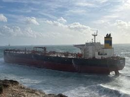 Sanctioned shadow fleet oil tanker Qendil runs aground in the Aegean sea